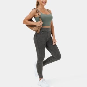 HalaraMagic™ High Waisted Back Side Pocket Stretchy Knit Denim Casual Leggings